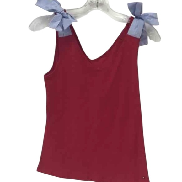 Tommy Hilfiger Red Tank Top with Blue Tie Straps - Picture 3 of 5